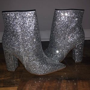 Silver Sequin Booties